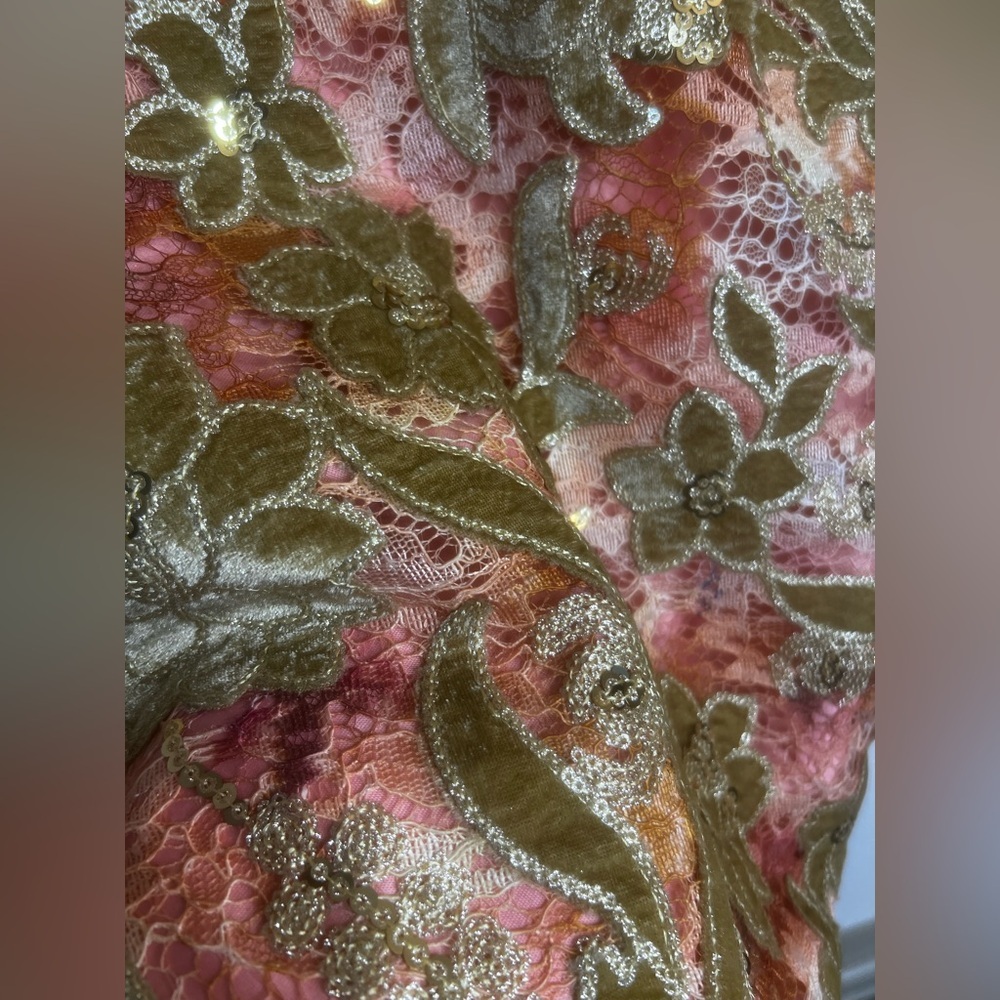 Oscar de la Renta STYLE Dress mermaid Floral Velvet Lace Gown Vintage inspired - Picture 9 of 14